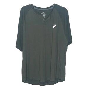 ❤️ ASICS Men's Performance Henley green Short Sleeve Tee Size 2XL